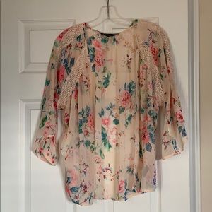 Pink and cream  floral kimono